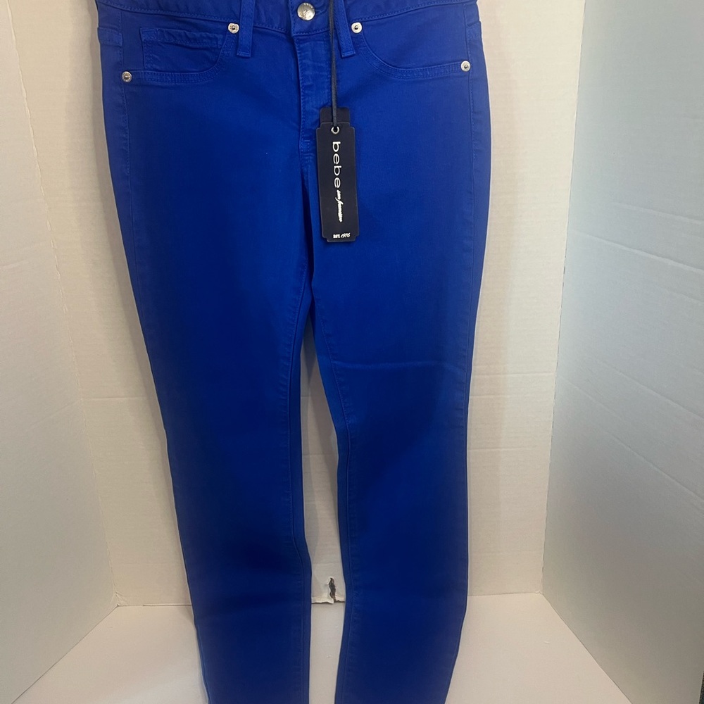 BeBe Pants Womens 28 Blue Jeans Skinny Leg Low Rise - Royal Blue Denim